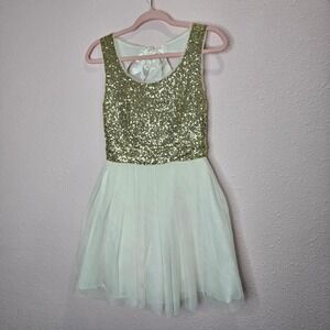 B Darlin‎ Dress Womens Juniors 5/6 Gold Sequins Mini Formal Event Holiday Party